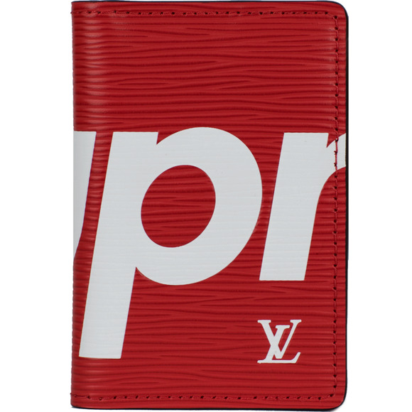 Louis Vuitton Supreme Red White Epi Leather LV Logo Pocket Organizer Wallet - Picture 1 of 7